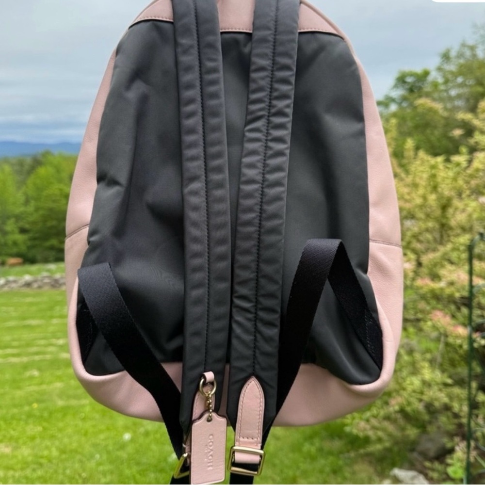 Coach Signature Canvas Backpack in Beige and Pink - Picture 5 of 11